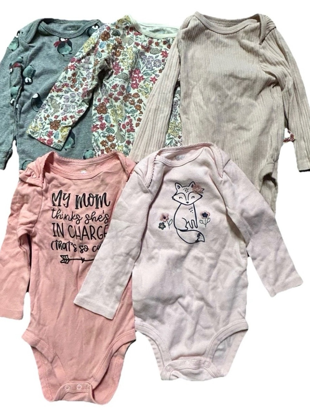 Baby Girl Long Sleeve Bodysuits Dresses Size 12 Months Fall Winter Animals